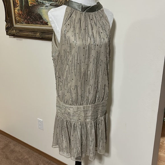 BNWT. Sean Jean. Beaded, Silk Drop Waist Dress. Celadon Green. Sz 10 Stunning🤩 - Picture 4 of 12